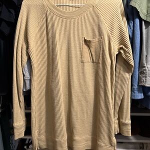 Soft Surroundings Cream Tan Ribbed Long Sleeve